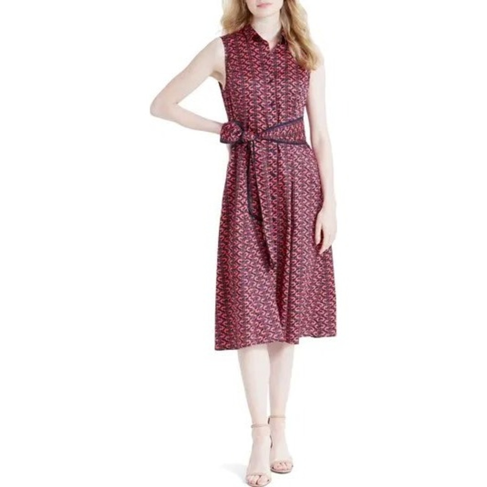 Nic+Zoe midi a-line cocktail dress with a fun shrimp pattern women's size large